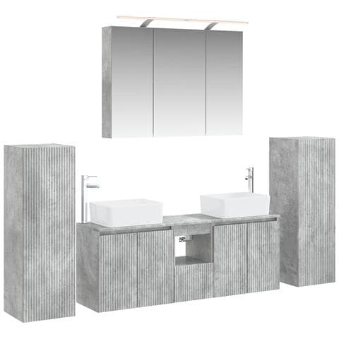 Set di mobili per il bagno 6 pcs Grigio Cemento - Foto 1