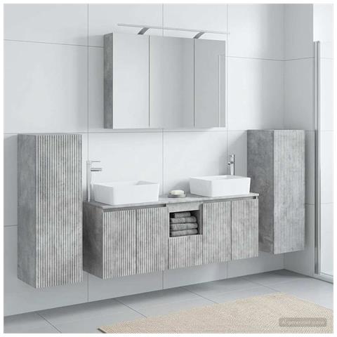 Set di mobili per il bagno 6 pcs Grigio Cemento - Foto 2