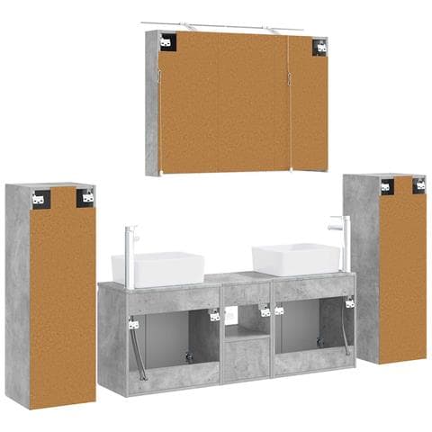 Set di mobili per il bagno 6 pcs Grigio Cemento - Foto 9