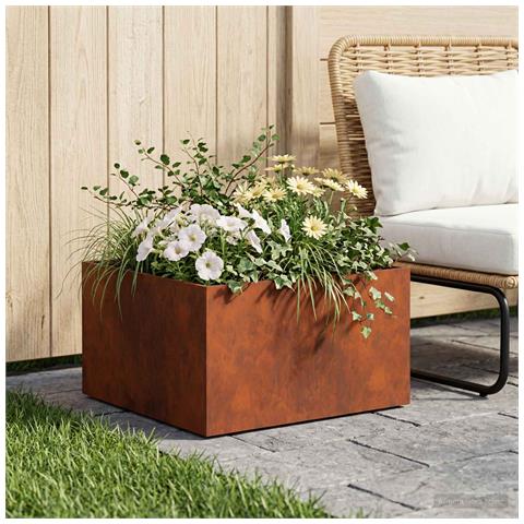 Vaso da giardino Ruggine 60 x 60 x 30 cm Acciaio Corten - Foto 2