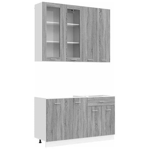 Unità Cucina LYON 4 pz Sonoma grigio Legno ingegnerizzato - Foto 1
