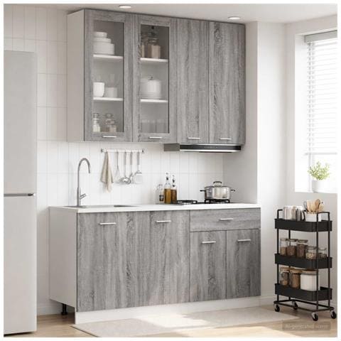 Unità Cucina LYON 4 pz Sonoma grigio Legno ingegnerizzato - Foto 2