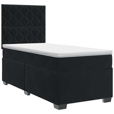 Letto box spring con materasso Nero 80 x 200 cm Velluto - Foto 1