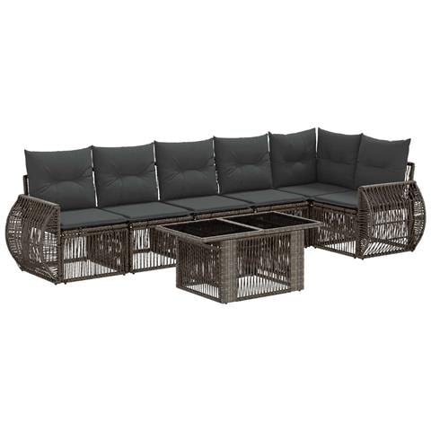 Set Divano da Giardino 7 pz Grigio e Grigio Scuro polyrattan - Foto 1