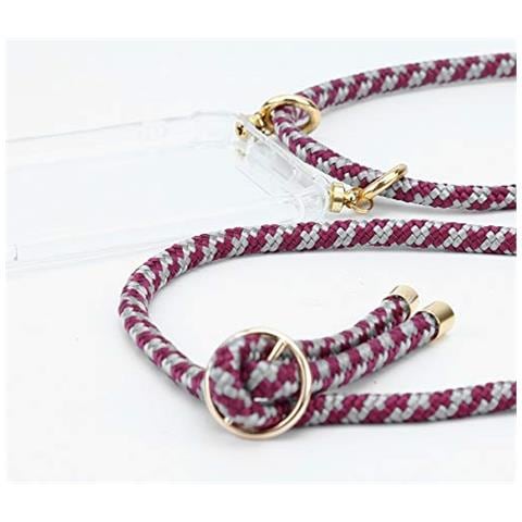 Catena Di Telefoni Cellulari Compatibile Con Htc Ocean / U11 In Rosso Bianco - Coperchio Protettivo In Silicone Con Anelli D'oro, Cinturino In Corda E Custodia Staccabile - Foto 2