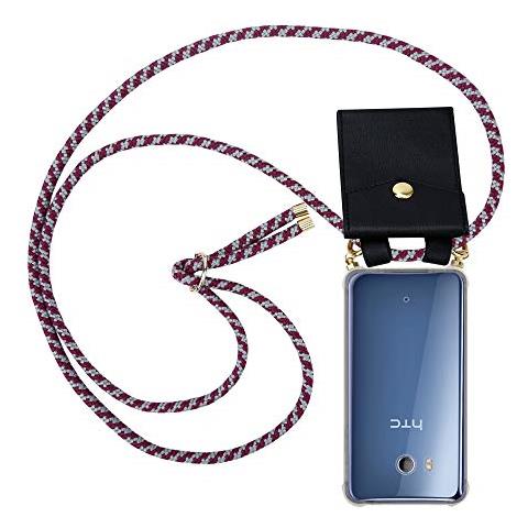 Catena Di Telefoni Cellulari Compatibile Con Htc Ocean / U11 In Rosso Bianco - Coperchio Protettivo In Silicone Con Anelli D'oro, Cinturino In Corda E Custodia Staccabile - Foto 1