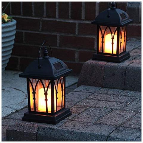 Garden Candle Lantern - Solar Powered - Effetto Flickering - Led Ambra - 27 Centimetri - Foto 4