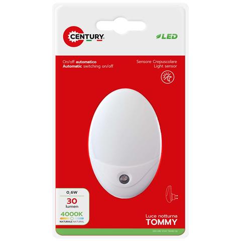 Luce Notturna A Led Ip20 Tommy Con Sensore Crepuscolare, Bianco - Foto 3