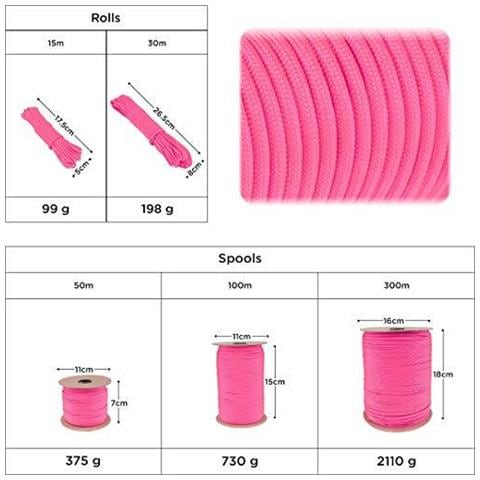 Paracord 550 Del Cavo Dei Paracadute Di Tipo Iii Mil-spec 7 Fili Di Sopravvivenza (sofit Rosa 30 M) - Foto 4