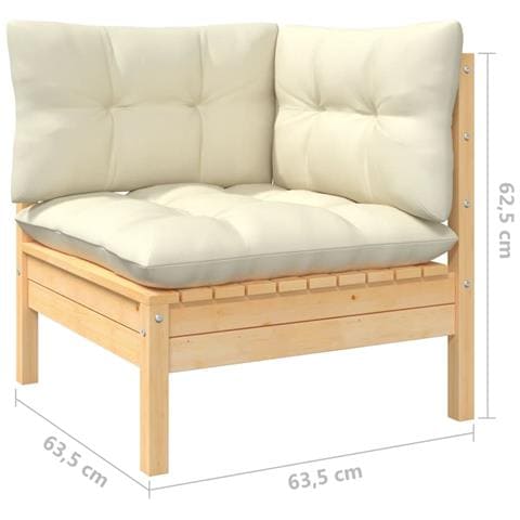 Set Divani Da Giardino 6 Pz Con Cuscini Crema Massello Di Pino - Foto 2