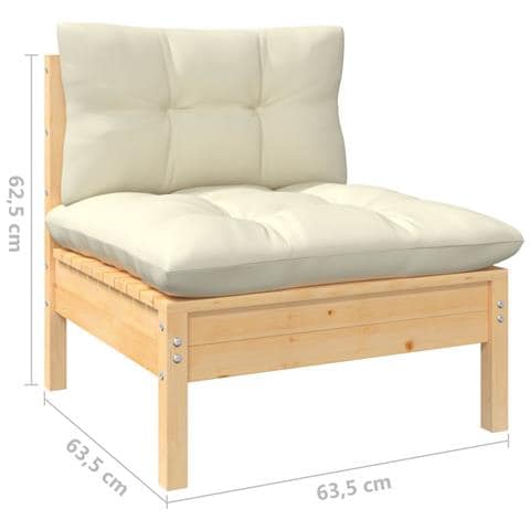 Set Divani Da Giardino 6 Pz Con Cuscini Crema Massello Di Pino - Foto 7