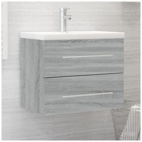 Mobile Bagno E Lavabo Integrato Grigio Sonoma Legno Multistrato - Foto 7
