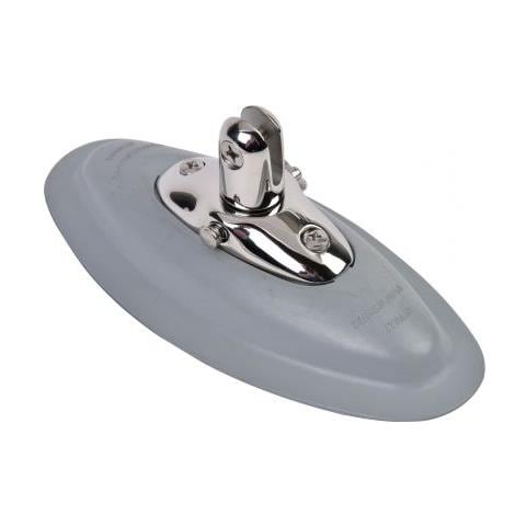 Supporto Incollabile In Neoprene Grigio E Forcella In Acciaio Inox Estraibile Tramite Perno Sfilabile A Molla Per Montaggio Capottine Su Gommoni. Dim. Mm. 205x10h - Foto 1