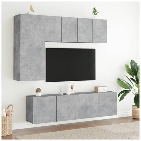 Mobili Tv A Parete 2pz Grigio Cemento 60x30x41 Cm - Foto 3