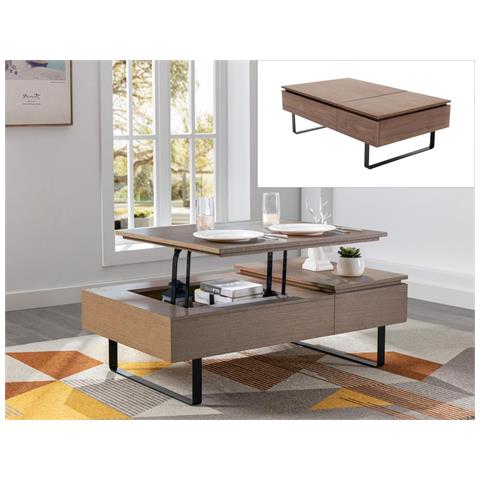 en.casa] Tavolino da caffè con Piano Girevole 76 x 76 x 38 cm Tavolino da Salotto con 1 Ripiano
