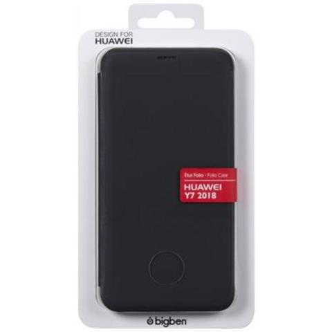 Custodia Per Huawei Y7 2018 Folio Anti-urto Con Portacarte Integrato, Nero - Foto 4