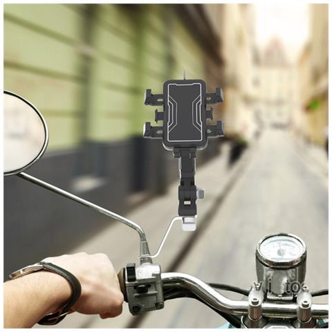Supporto Per Telefono Per Specchietto Retrovisore Per Moto, Rotazione Di 360 Gradi, Senza Blocco Della Vista Black - Foto 2