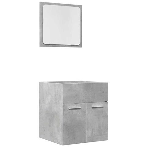 Set Mobili Da Bagno 2 Pz Grigio Cemento In Legno Multistrato - Foto 1