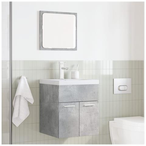 Set Mobili Da Bagno 2 Pz Grigio Cemento In Legno Multistrato - Foto 10