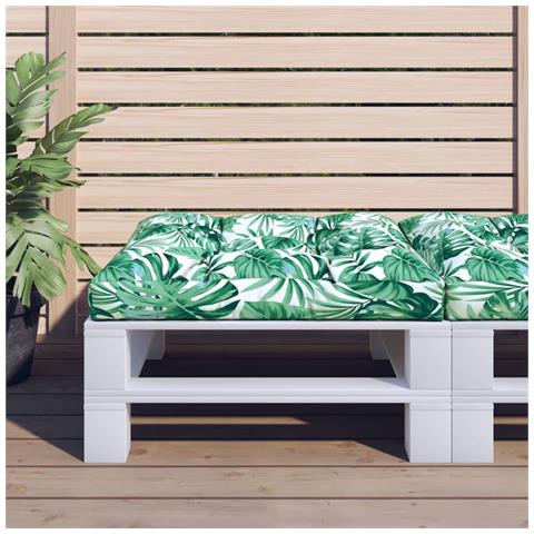 Cuscino Per Pallet Con Motivo A Foglie 80x80x12 Cm In Tessuto - Foto 1