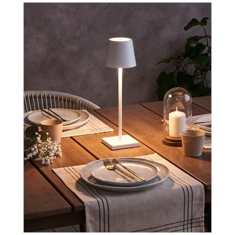 Lampada Da Tavolo Senza Fili A Led Baceiro Con Dimmer Metallo Bianco - Foto 1