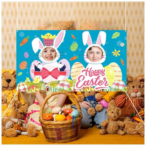 Sfondo Fotografico Pasquale Con Coniglietto - Banner Decorativo 75x139cm - Foto 6