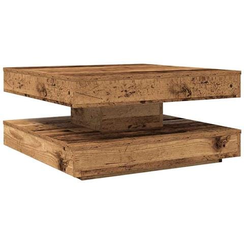 Tavolino Da Caffè Girevole A 360 Gradi Antico 70x70x34,5 Cm - Foto 2