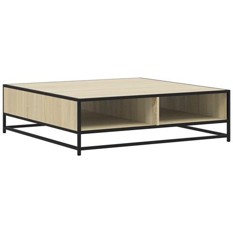Tavolino Rovere Sonoma 100x100x30 Cm In Truciolato E Metallo - Foto 2