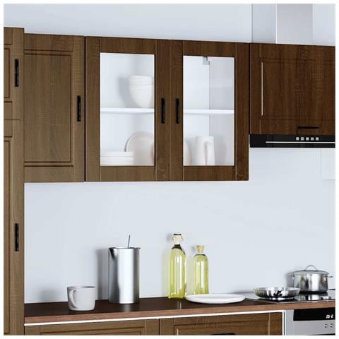 Pensile Da Cucina Con Porta In Vetro Porto Rovere Marrone - Foto 3