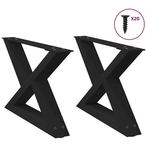 Gambe Per Tavolino 2 Pz Nero 60x(30-31,3) Cm In Acciaio - Foto 1