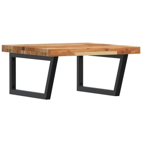 Ripiano A Parete Per Lavabo In Acciaio E Massello Di Acacia - Foto 1