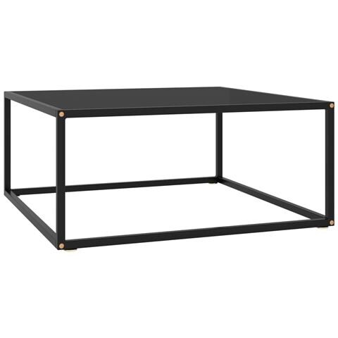 Tavolino Da Salotto Nero Con Vetro Nero 80x80x35 Cm - Foto 2