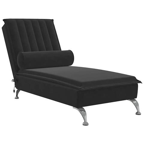 Lusso Casadino -  Chaise Longue Massaggi Con Cuscino A Rullo Nero In Velluto - Foto 1