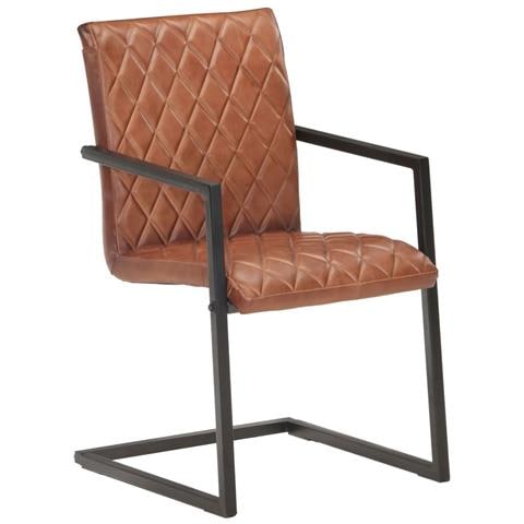 Lusso Casadino - Sedie Da Pranzo A Sbalzo 2 Pz Marroni In Vera Pelle - Foto 1