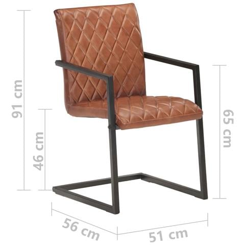 Lusso Casadino - Sedie Da Pranzo A Sbalzo 2 Pz Marroni In Vera Pelle - Foto 7