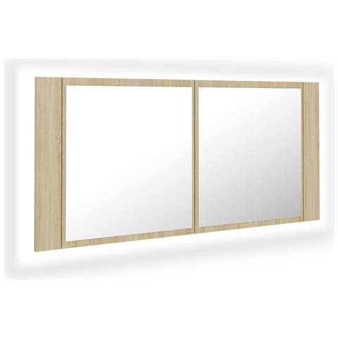 Armadietto A Specchio Con Luci Led Rovere Sonoma In Acrilico - Foto 1