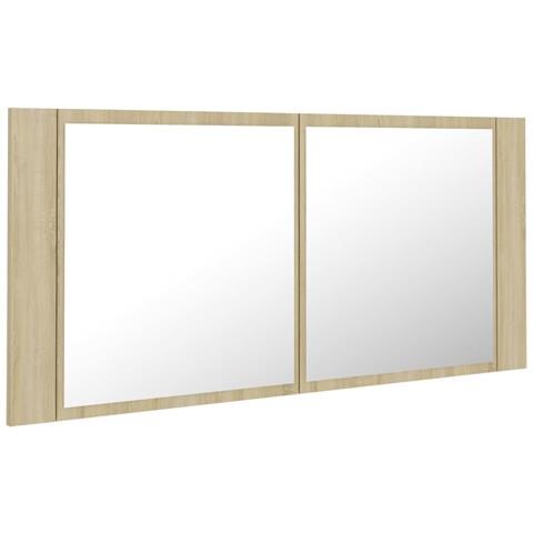 Armadietto A Specchio Con Luci Led Rovere Sonoma In Acrilico - Foto 2