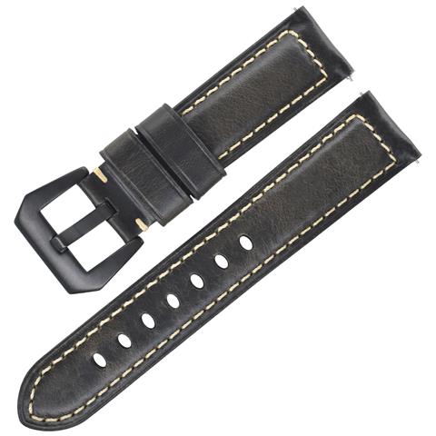 Cinturino Per Orologio In Pelle Italiana - Grigio Nero - 23mm - Foto 1