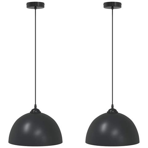 Lampada a Sospensione 2 pz Regolabile E27 Nero Ø 30 cm Metallo - Foto 1