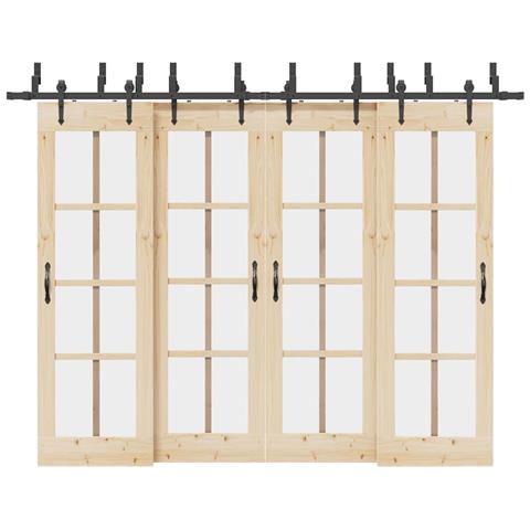 Kit di Binari per Porte Scorrevoli 305 cm Acciaio Nero - Foto 2