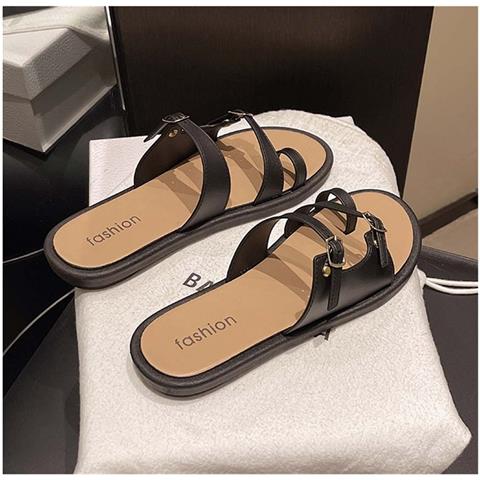 Ciabatte Da Donna Nere Con Cinturino A Dito, Compatibili Con Stile Estivo, Comode E Antiscivolo, Suola Morbida 2cm  L - Foto 4