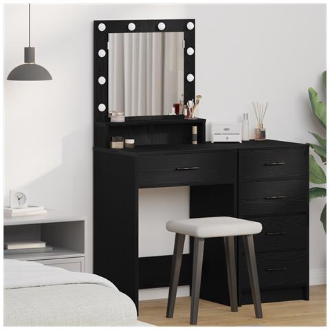 Tavolo da trucco  con luci LED, Nero Oak, 50x41x135 cm - Foto 2