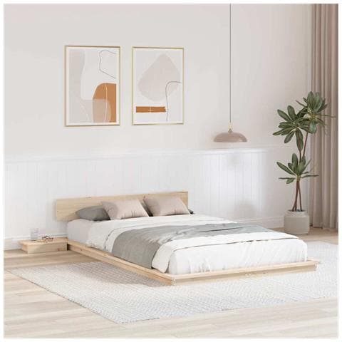 Struttura del letto Marrone 140 x 190 cm legno - Foto 2