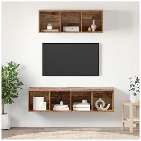 Set di mobili TV 2 pcs Legno vecchio 37 x 37 x 142.5 cm - Foto 2