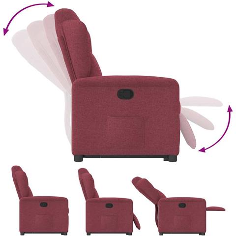 Poltrona Alzapersona Reclinabile Rosso Vino in Tessuto - Foto 9