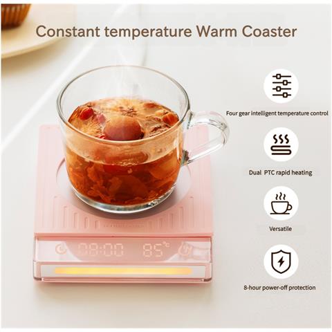 Scaldatazza Intelligente Con 4 Impostazioni Di Temperatura, Spegnimento Automatico, Controllo Touch E Display Digitale Pink - Foto 3