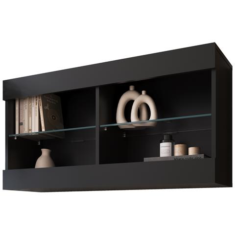 Komodee Tivoli Horizontal 100 Vetrina Sospesa, Nero/nero, Senza Led, Larghezza 100 Cm X Altezza 50 Cm X Profondità 29 Cm, Per Soggiorno, Sala Da Pranzo - Foto 3