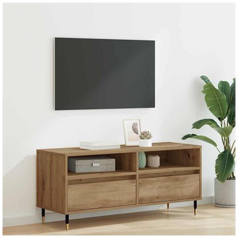 Mobile TV con cassetto Rovere artigianale 100 x 34,5 x 44,5 cm - Foto 2