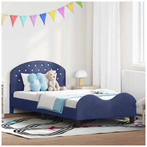 Struttura letto bambini con testata Blu Polizia 90 x 190 cm - Foto 2