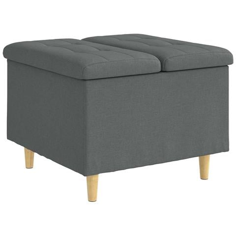 Pouf contenitore Grigio scuro 60 x 60 x 45 cm Tessuto - Foto 1
